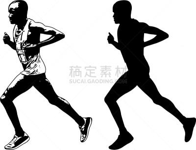 慢跑,草图,专业人员,十项运动,运动,剪影,休闲,行动