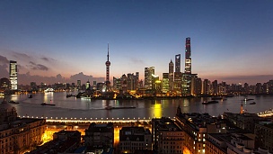上海城市景观  Timelapse，日出