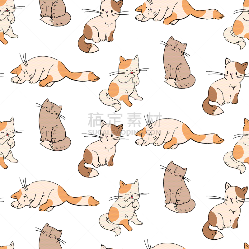 小猫,可爱的,宠物,华丽的,纺织品,图像,猫,壁纸,重复,装饰