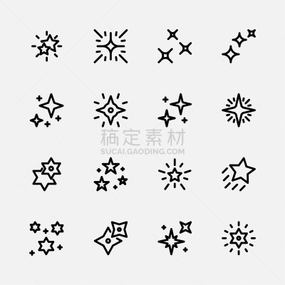 明亮,星形,计算机图标,华丽的,周年纪念,魔法装备,线图标,节日,线条画,绘画插图