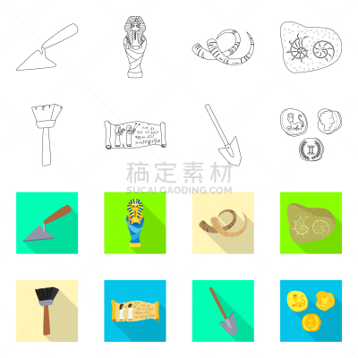 组物体,图画书,图标集,法老,古董,建筑业,长牙,设备用品,埃及,岩石