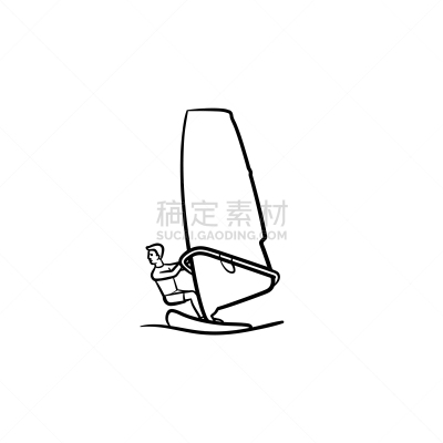 草图,帆板运动,计算机图标,举起手,活力,帆,运动,绘制,休闲