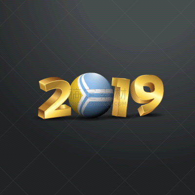 2019,字体,图瓦共和国,金色,新的,分离着色,白色,请柬,问候