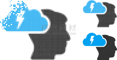 脑风暴,像素化,计算机图标,人,一个物体,男人,骨折,点染,思考,溶解