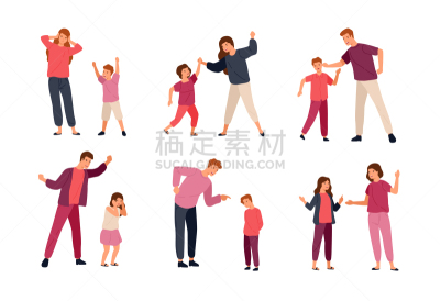 在之间,父母,女儿,家庭,母亲,收集,争论,相伴,大喊