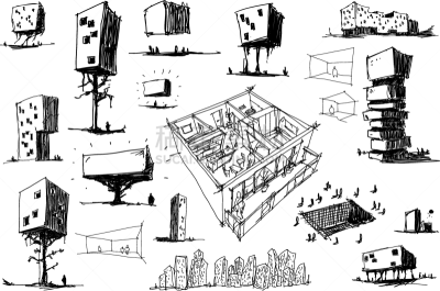 概念,室内,草图,建筑,极简构图,大量物体,公寓,建筑结构,视角,房屋
