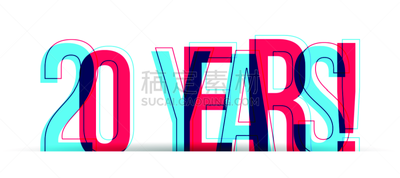 标志,数字20,周年纪念,白色背景,分离着色