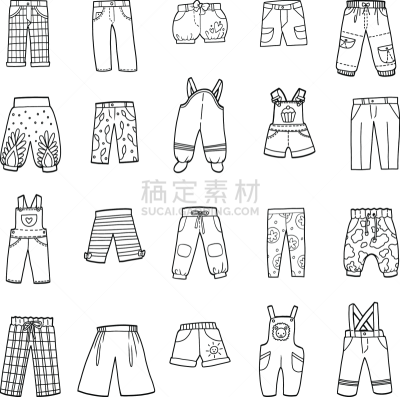 裤子,卡通,黑白图片,工作服,运动,纺织品,哈伦裤,二件式睡衣,目录,卡普里