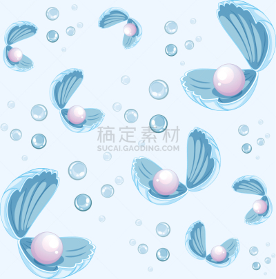 贝壳,蓝色背景,卡通,时尚,珍珠牡蛎,活力,可爱的,海龟,动物,童话故事