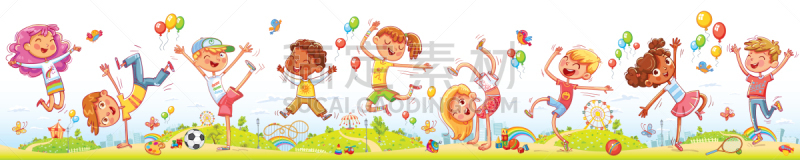 游乐园,儿童,运动,公园,面部表情,童年,欢乐,跳,娱乐,相伴
