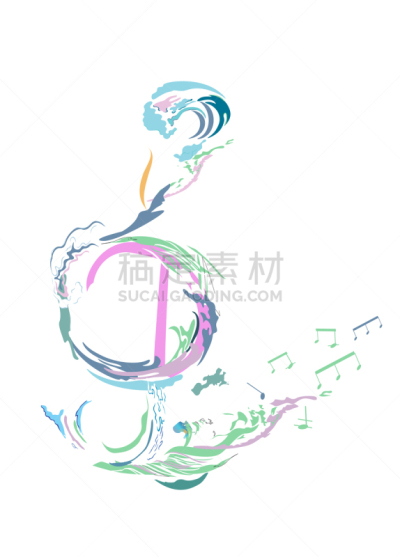 波浪,高音谱号,音乐,多色的,抽象,管弦乐队,水彩画颜料,背景分离,热情,交响乐团