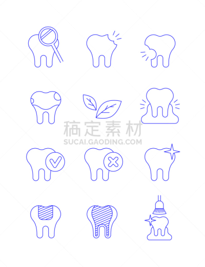 口腔卫生,药,细的,符号,线条,人的牙齿,复选标记,珐琅,直的,生病
