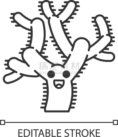 teddy bear cholla cute kawaii linear character