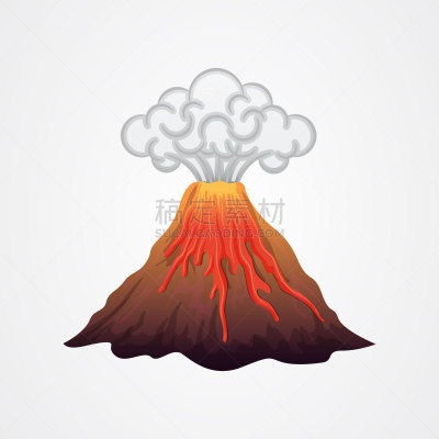 绘画插图,矢量,熔岩,烟,环境,危险,天空,卡通,印度尼西亚,火山