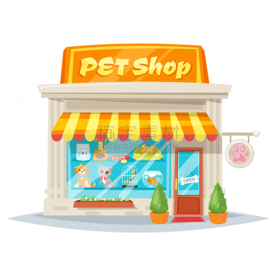 外立面,宠物商店,分离着色,可爱的,宠物,建筑外部,食品,图像,猫,狗