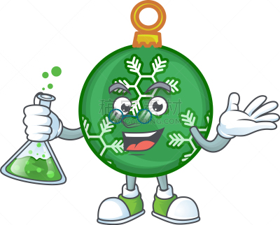 球体,讲师,吉祥物,绿色,可爱的,科学家,装饰物,面部表情,欢乐