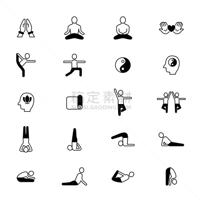 瑜伽,计算机图标,武术,祈祷式,健身课程,阴阳符,符号,二郎腿,盘着腿坐,图标集