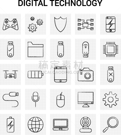技术,手,数字化显示,灰色,图标集,数字25,数据线,商务,数据,绘制