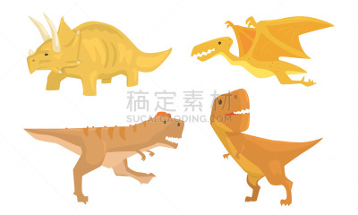 可爱的,绘画插图,矢量,动画片,活力,反差,脚印,已灭绝生物,侏罗纪,中生代