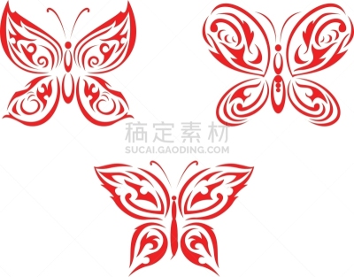 蝴蝶,轮廓,红色,式样,自然,图像,矢量,抽象,剪影