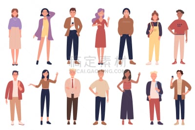 矢量,绘画插图,衣服,人,休闲装,中老年男人,中老年女人,背景分离,青春期,布置