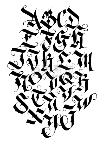 字母,书法,哥特人,黑色,华丽的,手艺,图像,手写,布置,复古