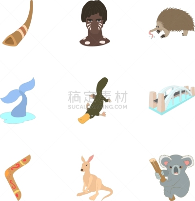 澳大利亚,漫画,符号,分离着色,白色,数字9,土著人,图像,布置,收集