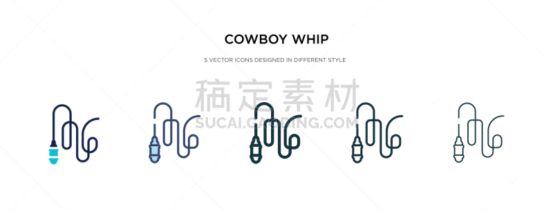 cowboy whip icon in different style two colored