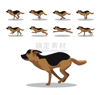 德国牧羊犬,矢量,卡通,侧面视角,可爱的,宠物,背景分离,图像,警犬,狗