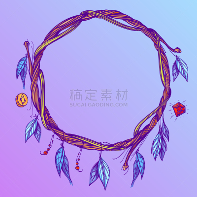枝,圆形,边框,华丽的,柳条,梦符咒,图像,做,装饰