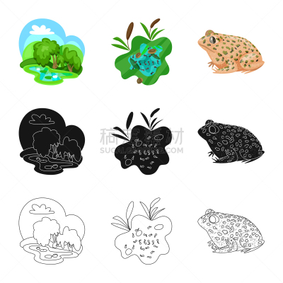 野生动物,分离着色,藓沼,计算机图标,一个物体,环境,青蛙,草,动物,牛蛙