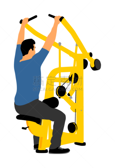 sport man exercises in gym on fitness machine