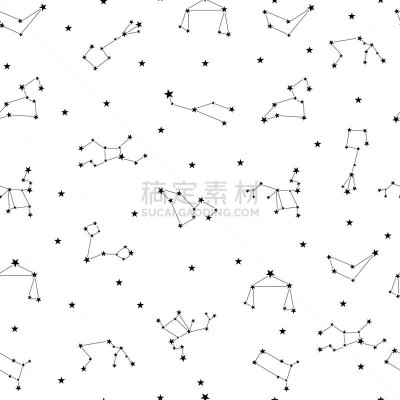 绘画插图,矢量,式样,星座,单色调,可爱的,天秤座,双子座,线条,水瓶座