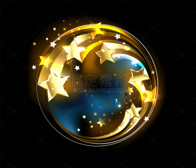 彗星,五个物体,太空,华贵,光亮,镀金的,艺术品,想法,奖,圆形