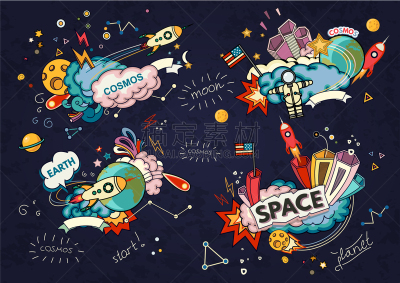 太空,动画片,太空交通工具,太空船,技术,不明飞行物,行星,宇航员,天空,顺序
