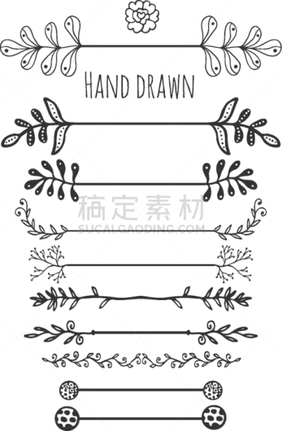 华丽的,图像,印有花压字品牌,枝,叶子,收集,绘制,花,弯曲,装饰