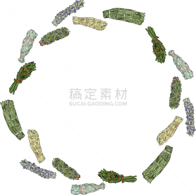 有污迹的,棍,装饰品,鼠尾草,花环,熏衣草,健康保健,吉普赛人,刺柏属丛木,绘制