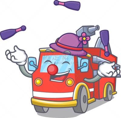 消防车,吉祥物,轮流抛接,卡通,可爱的,汽车,交通,面部表情,小丑,喜剧演员