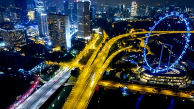夜间延时 新加坡航空全景图