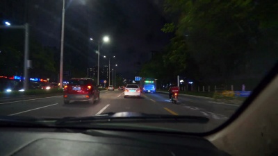 夜间珠海市街景出租车公路出行pov乘客全景 中国