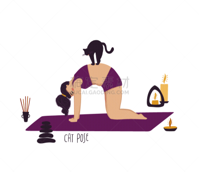 girl doing yoga pose with cat
