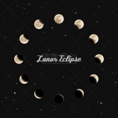 绘画插图,月蚀,矢量,反差,球体,暗色,边框,行星,背景,天空