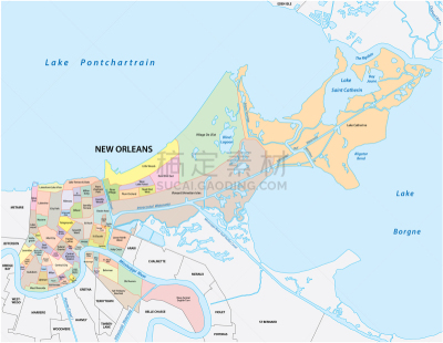 纽奥尔良,梅泰利,湖,河流,路易斯安那州,方向,市区