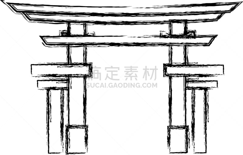 分离着色,日本,大门,图标,亚洲,华丽的,传统,概念,图像,装饰