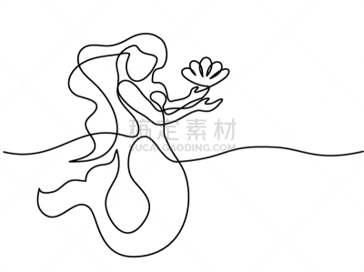 美人鱼,胶带,分离着色,轮廓,创造力,人,概念,直的,海洋,游泳