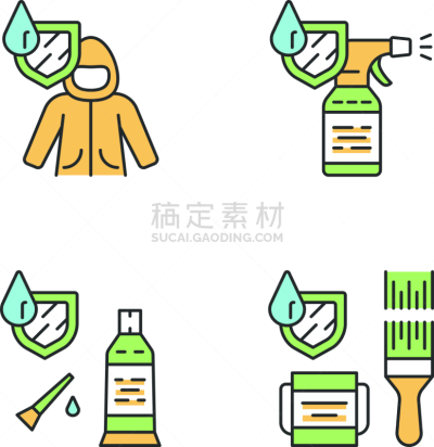 计算机图标,彩色图片,湿,密封剂,外套,驱虫剂,背景分离,纺织品,技术,涂料