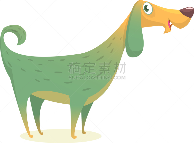 狗,可爱的,卡通,阿富汗猎犬,梗犬,警犬,小的,舌头,坐,站