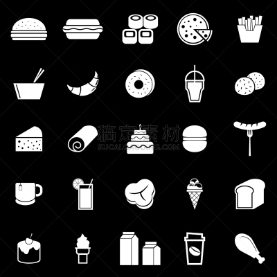 食品,计算机图标,黑色背景,蔬菜,炸鱼薯条,玉米饼,简单,多纳圈,奉承,午餐