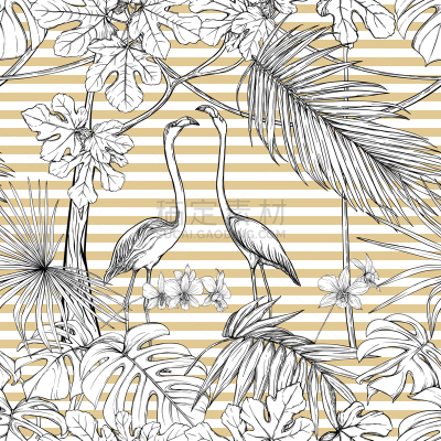 seamless pattern background with tropical plants