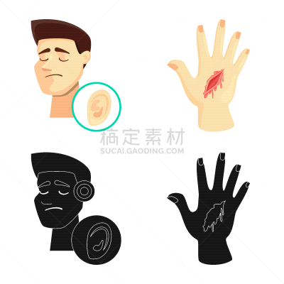 分离着色,符号,人造物,身体受伤,男人,意外事件,生病,收集,设计